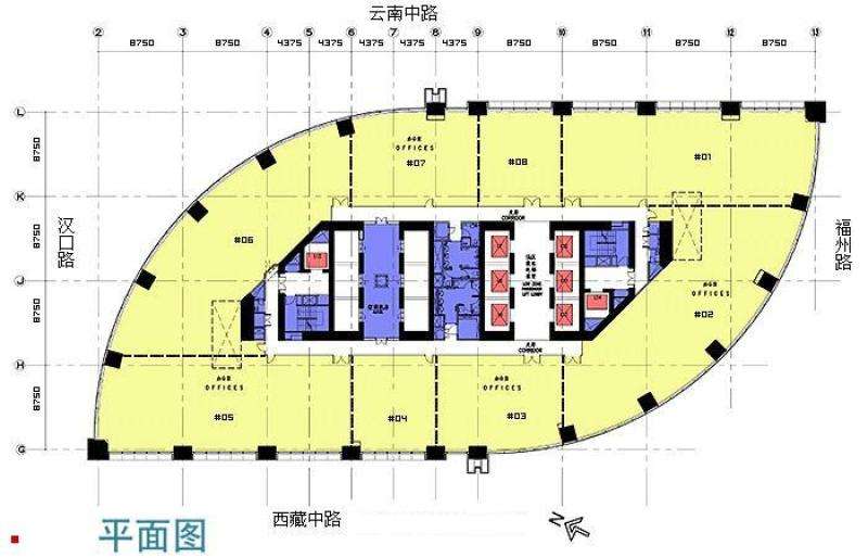 上海来福士广场标准层平面图